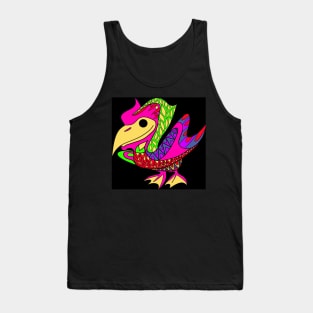 floral seagull in kawaii ecopop animal pattern in summer art bird Tank Top